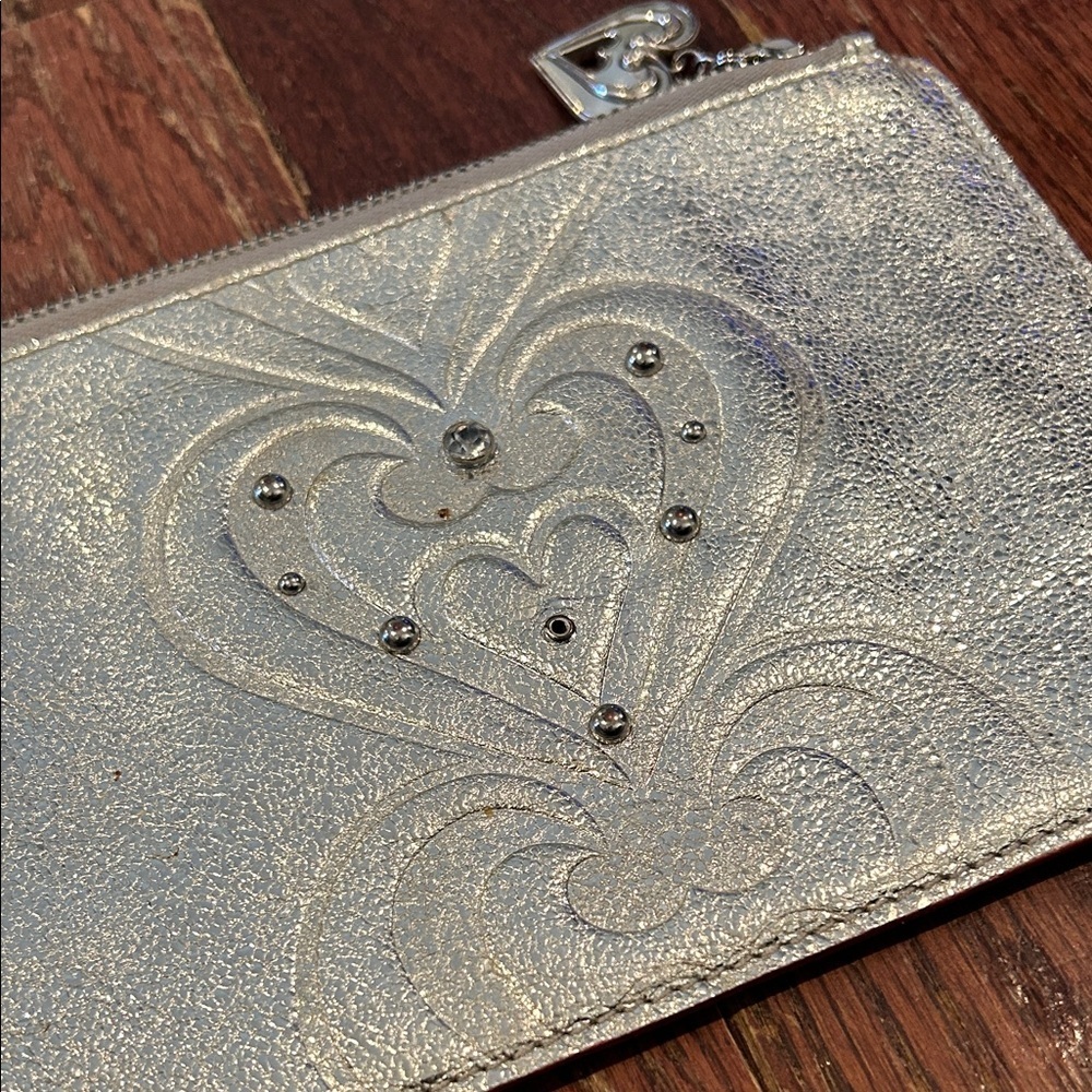 Brighton Metallic Silver Heart Embellished Wristlet - Picture 2 of 10